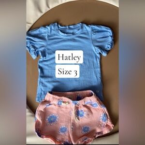 Hatley Sky Blue Puff Sleeve Tee with Pink Floral Shorts Set